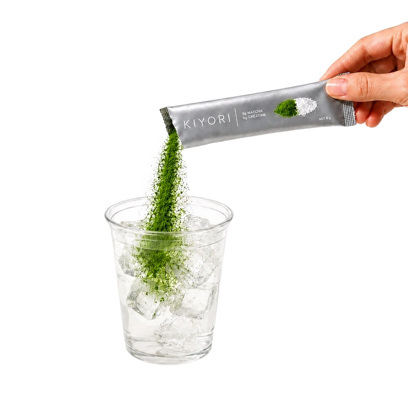 Pouring a Kiyori stick into iced water